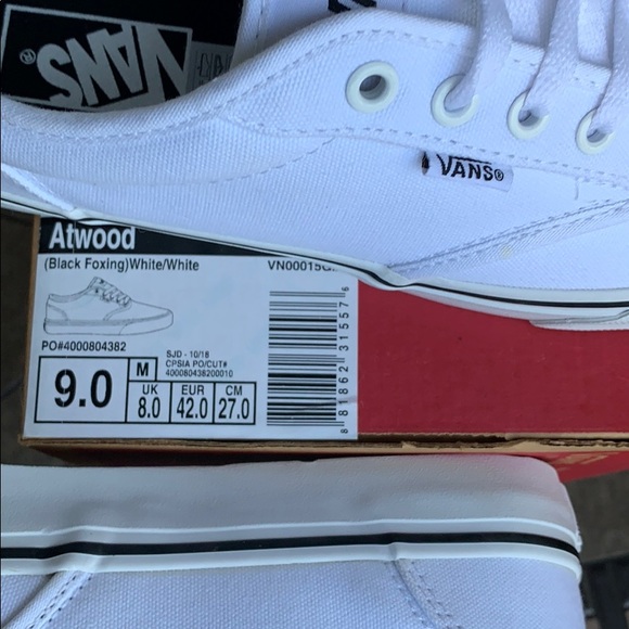 VANS ATWOOD BLACK FOXING WHITE/WHITE MEN’S - Picture 12 of 16